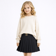 Antraciet plissé rok met gesp voor meisjes