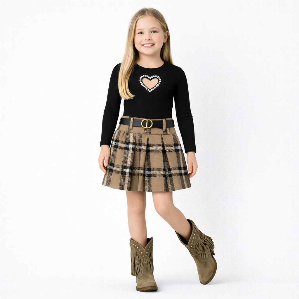 Zwarte top met hartdetail voor meisjes