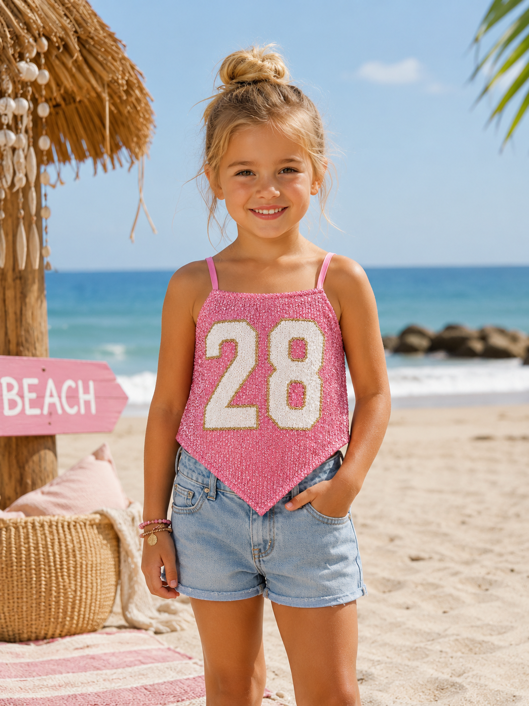 Roze Glittertop met verstelbare spaghettibandjes voor Meisjes