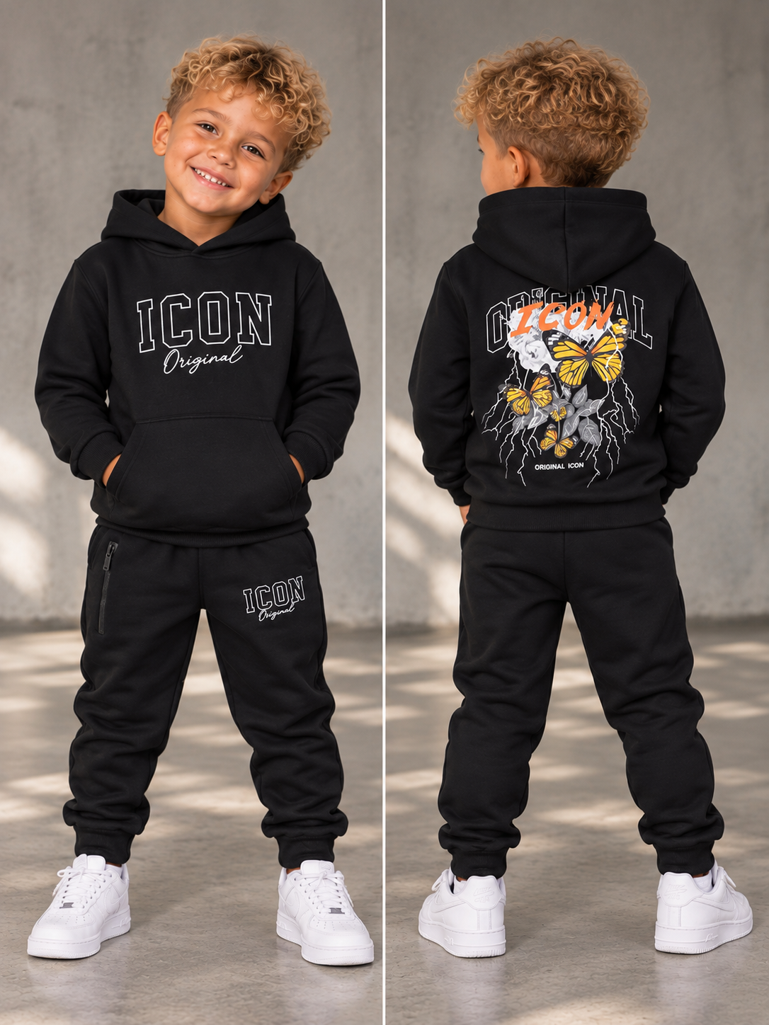 ICON Jongens Joggingpak Zwart – Hoodie & Joggingbroek | 4–14 Jaar