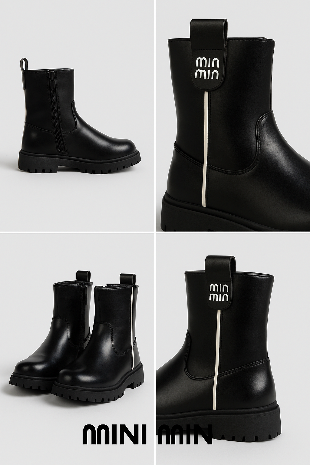 Zwarte urban fashion boots met chunky zool voor meisjes