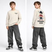 ICON Beige longsleeve met print voor jongens