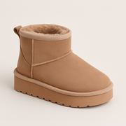 Kaki cozy platform boots met imitatiebont voor meisjes