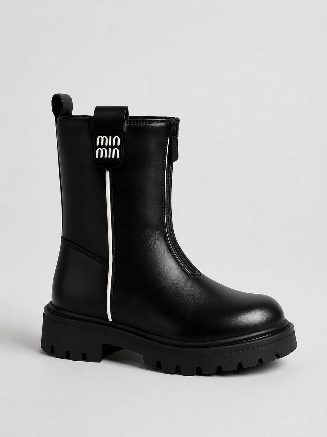 Zwarte urban fashion boots met chunky zool voor meisjes