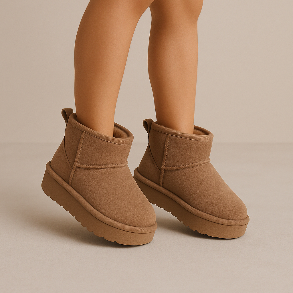 Kaki cozy platform boots met imitatiebont voor meisjes