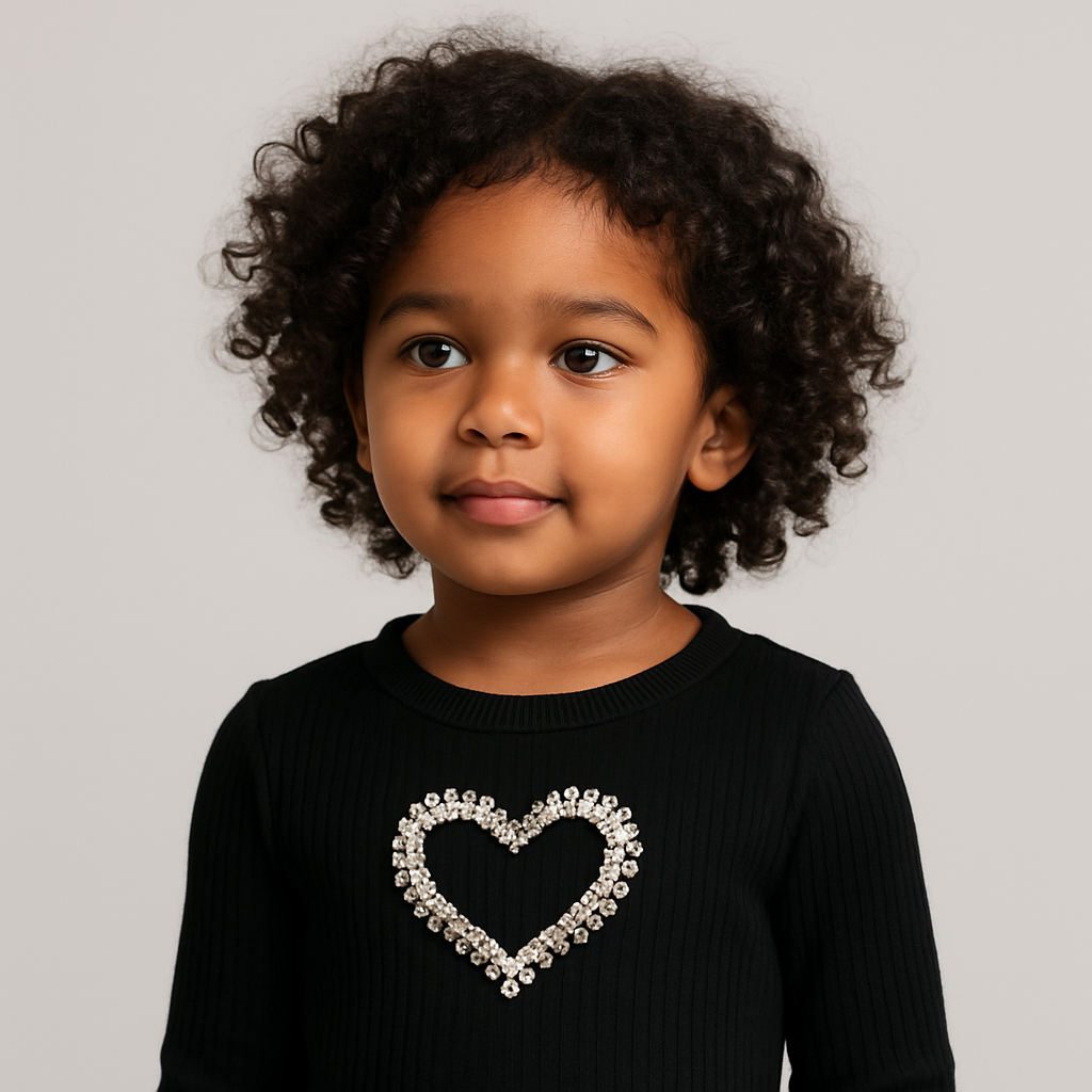 Black Sparkle Heart Party Look