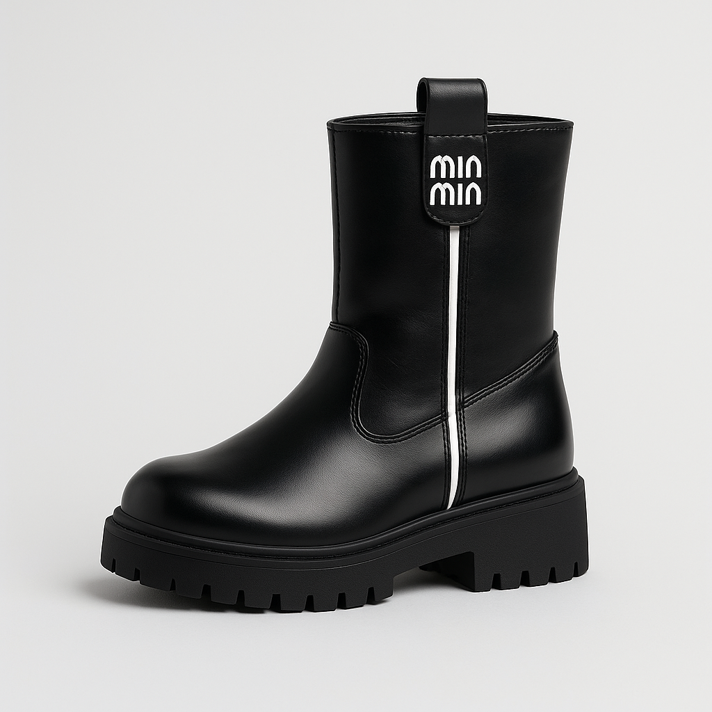 Zwarte urban fashion boots met chunky zool voor meisjes