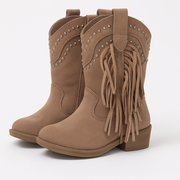 Suède look western laarsjes met franjes & studs voor meisjes